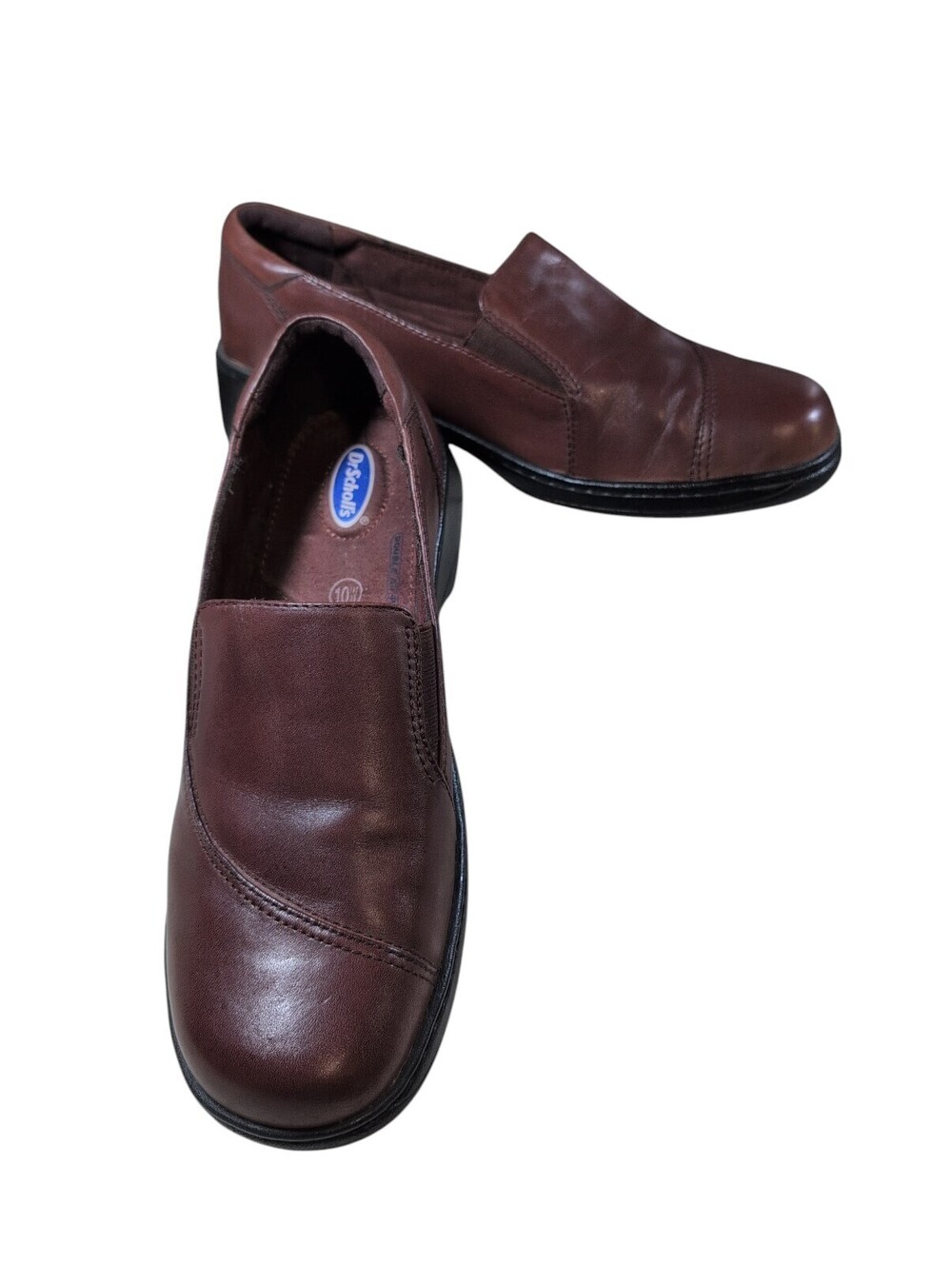 Dr Scholls Brown Leather Slip On Flat Women's Shoes 10W